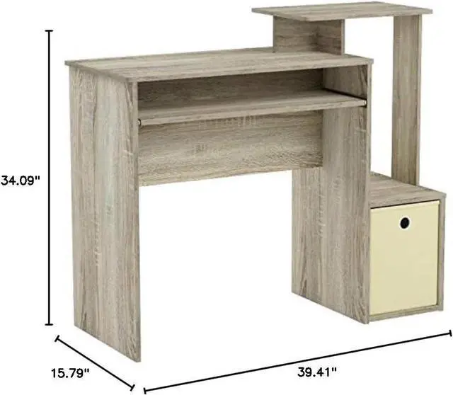 Alt view image 6 of 6 - Furinno Econ Multipurpose Home Office Computer Writing Desk, Sonoma Oak/Ivory