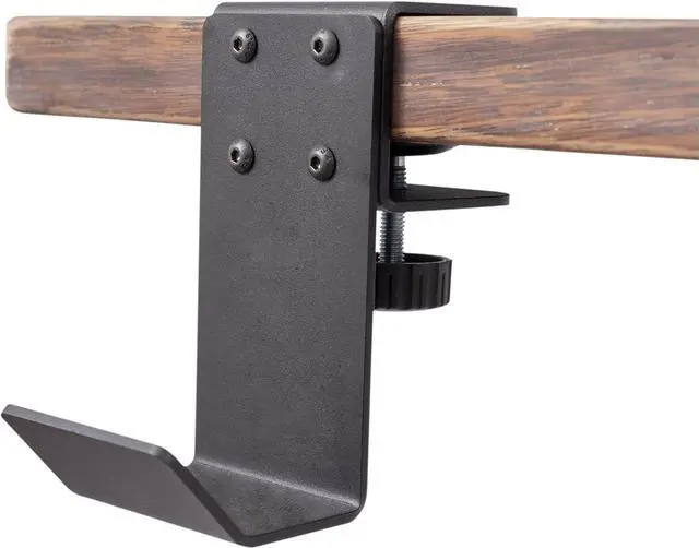 Main image of Stand Up Desk Store Clamp-On Under Desk Headphone Hanger, Backpack Hook, and Purse Holder - Black