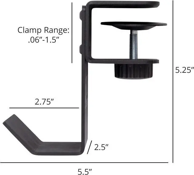 Alt view image 7 of 7 - Stand Up Desk Store Clamp-On Under Desk Headphone Hanger, Backpack Hook, and Purse Holder - Black