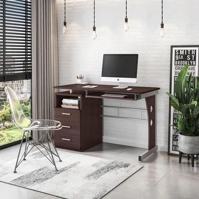 Alt view image 2 of 7 - Techni Mobili Computer Desk with Ample Storage, Chocolate, 30" x 22.75" x 47.25", Chocolat