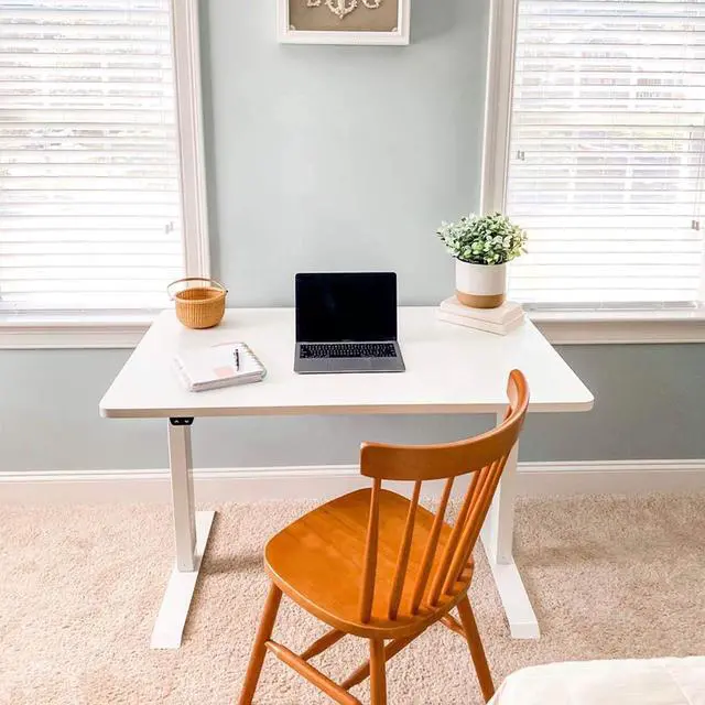Alt view image 2 of 5 - FLEXISPOT Standing Desk 40 x 24 Inches Whole-Piece Desktop Height Adjustable Desk Electric Sit Stand Up Desk Home Office Desks Computer Workstation(White Frame + White Desktop)