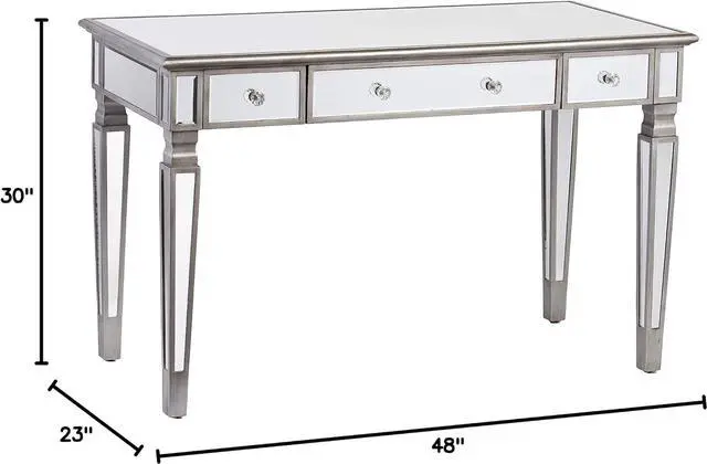 Alt view image 3 of 7 - SEI Furniture Wedlyn Mirrored Writing Desk, Silver