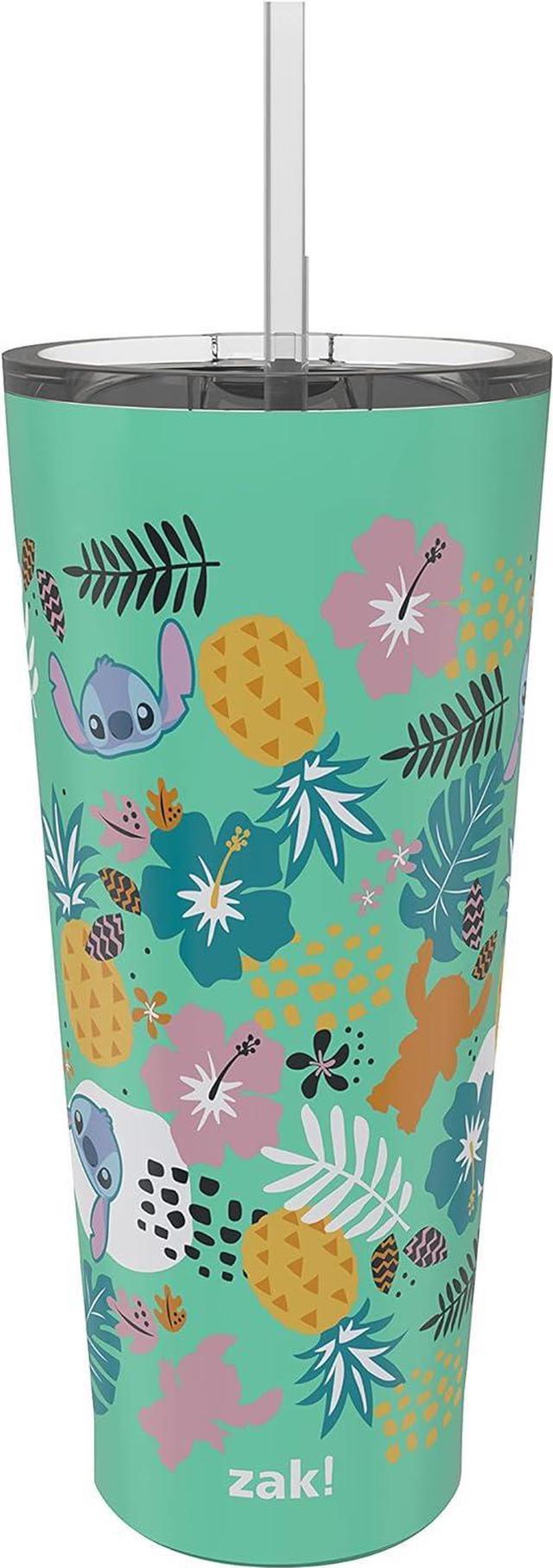 Zak Designs Disney Movie Vacuum Insulated Stainless Steel Travel Tumbler with Splash-proof Lid, Includes Reusable Plastic Straw and Fits in Car Cup HO