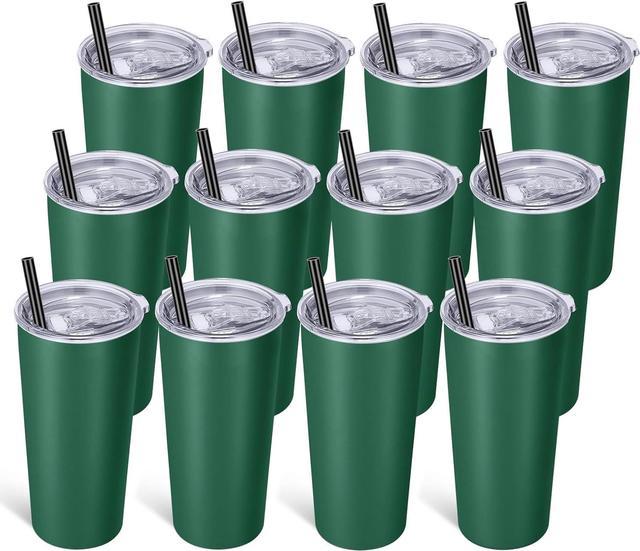 Stainless Steel Tumbler with Lid and Straw - 20oz - Dark Green