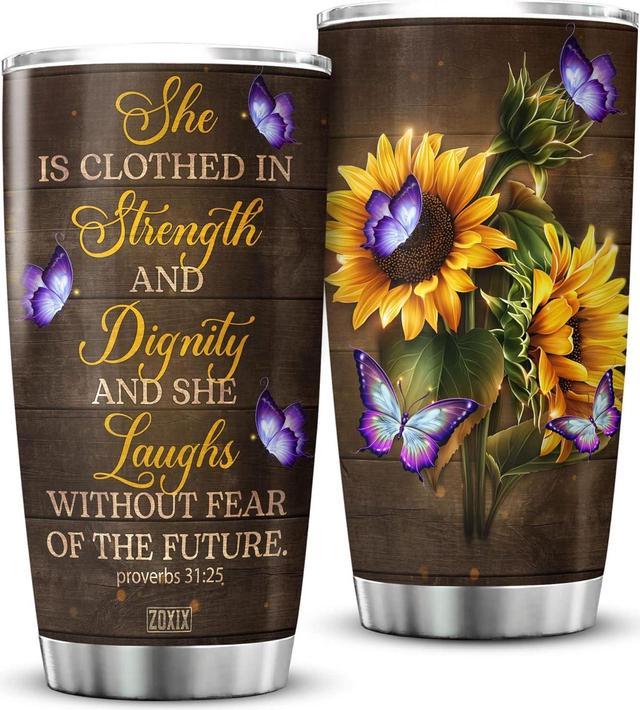 Tumbler Inspirational Sunflower Stainless Steel 20 oz