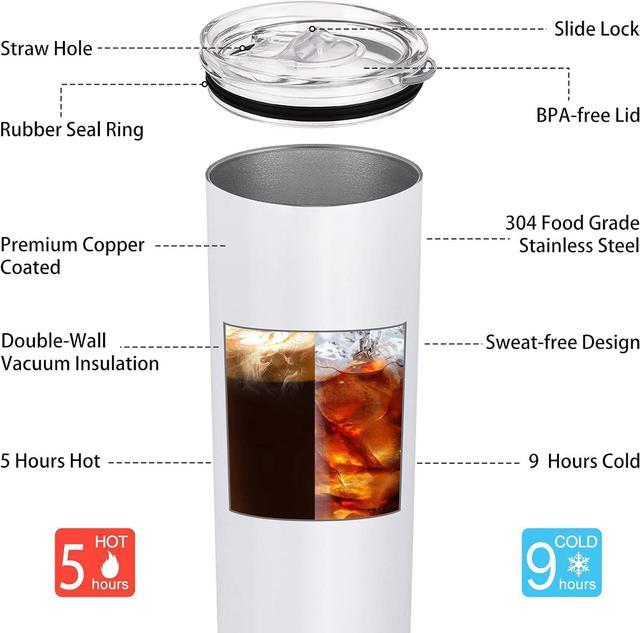 8 Pack 20 oz Sublimation Tumbler Set Double Walled Stainless Steel Ski