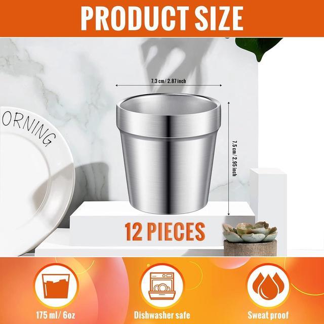 12 Pieces Stainless Steel Cups Double Wall Tumbler Glasses Stackable  Glasses Metal Drinking Cups Ins…See more 12 Pieces Stainless Steel Cups  Double