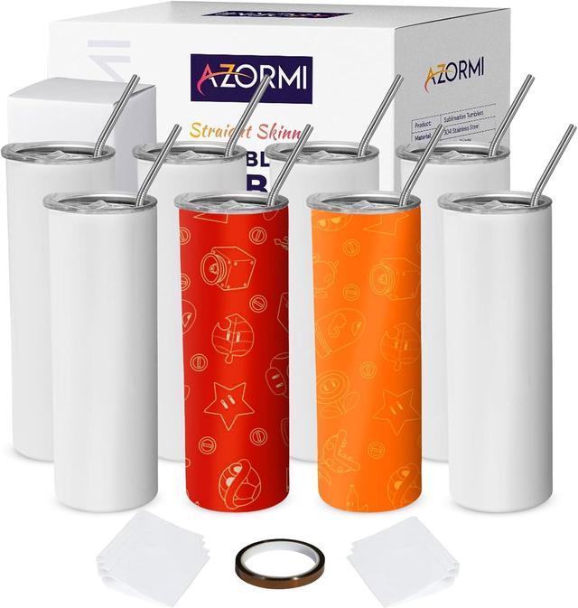 AZORMI 8 Pack 20 oz Sublimation Tumblers Bulk - Skinny Tumblers with Lids  and Straws, Shrink Wraps, Heat Tape, individual box, Sturdy Double Wall  Vacuum Insulated Stainless Steel Sublimation Cup Blank 