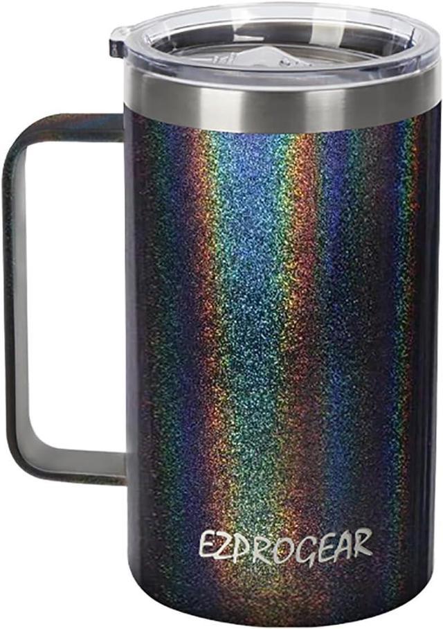 Ezprogear 24 oz Coffee Mug Stainless Steel Double Wall Vacuum Insulated  Tumbler with Handle, Lid and Straws (Glitter White)