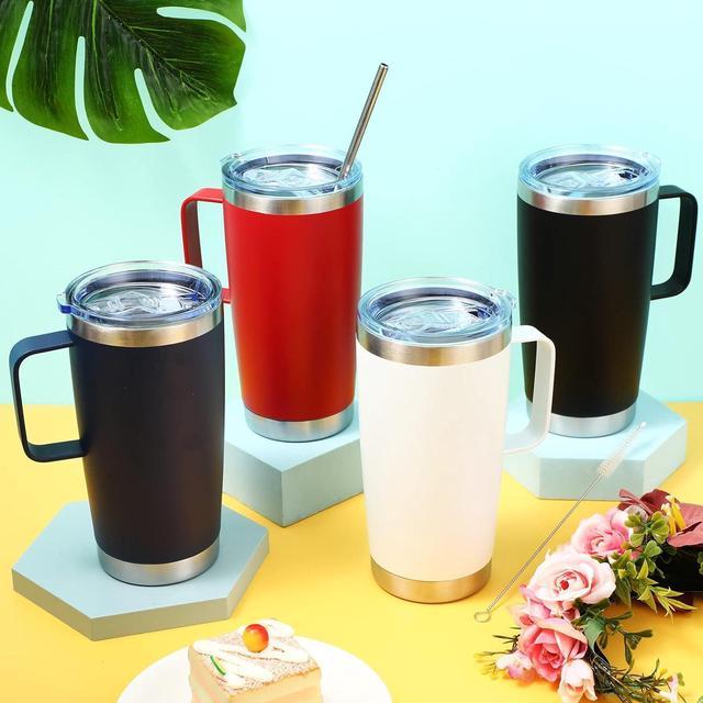 Sieral 4 Pcs 20 oz Tumbler Mug with Lid & Straw, Insulated  Travel Coffee Mug with Handle, Double Layer Vacuum Travel Mug Stainless  Steel Sublimation Tumbler Thermal Cups (Bright Colors)