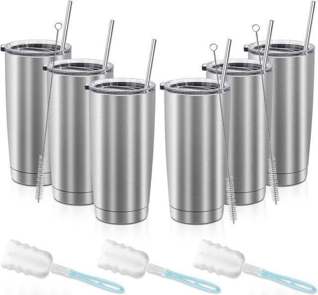 XccMe 20oz Stainless Steel Tumblers with Lid and Straw,6 PACK