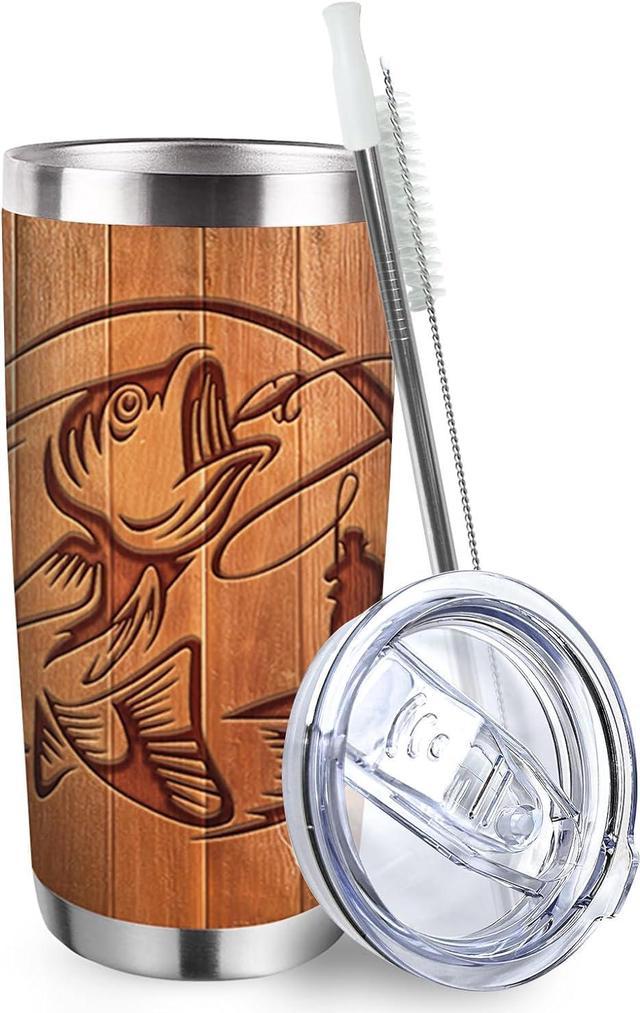 Zzkol Fishing Gifts for Men Grandpa - Tumbler with Lid and Straw