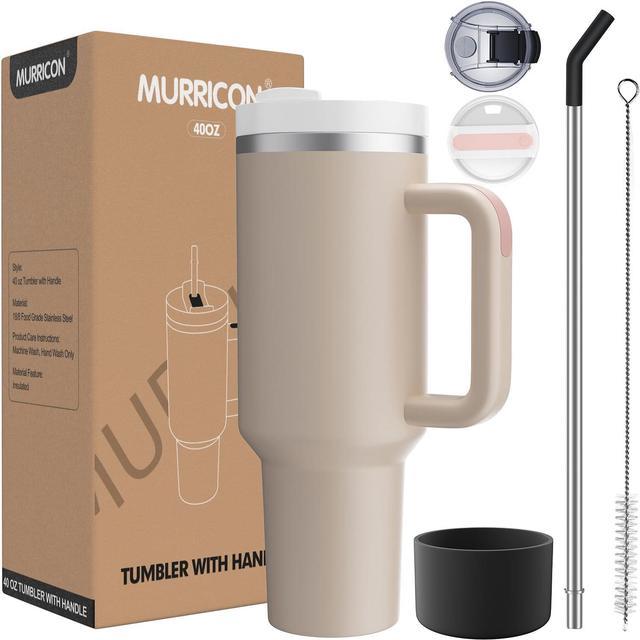 Reusable Vacuum Quencher Tumbler with Straw, Leak Resistant Lid