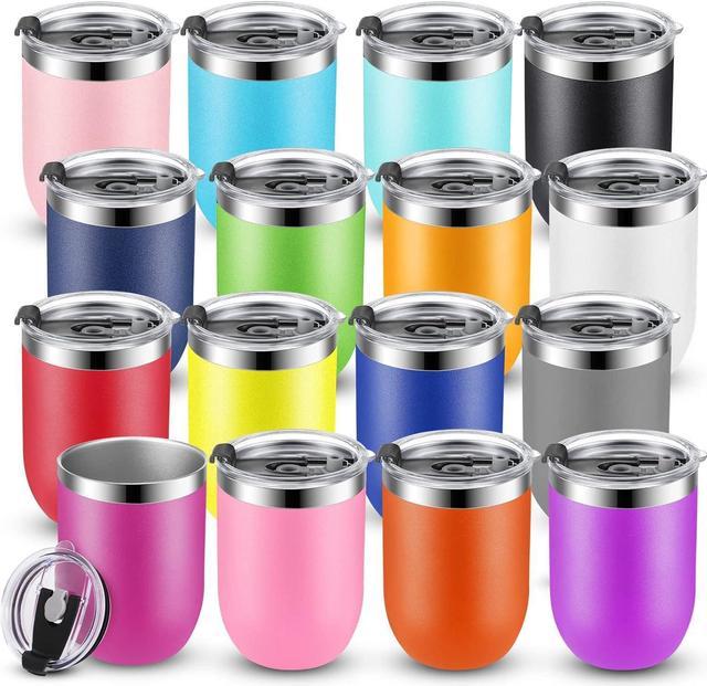 NIANWUDU 16 Packs Stainless Steel Tumblers with Lids, 12 oz Tumblers Bulk Vacuum Insulated Double Wall Travel Tumbler Reusable Cups Coffee Mug for Hom