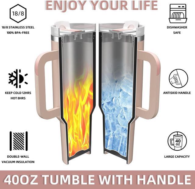 MURRICON 40 oz Sublimation Tumblers with Handle,Stainless Steel Sublimation  Blanks Tumbler,Double Wall Vacuum Insulated Travel Mug,with Lid and Straw 