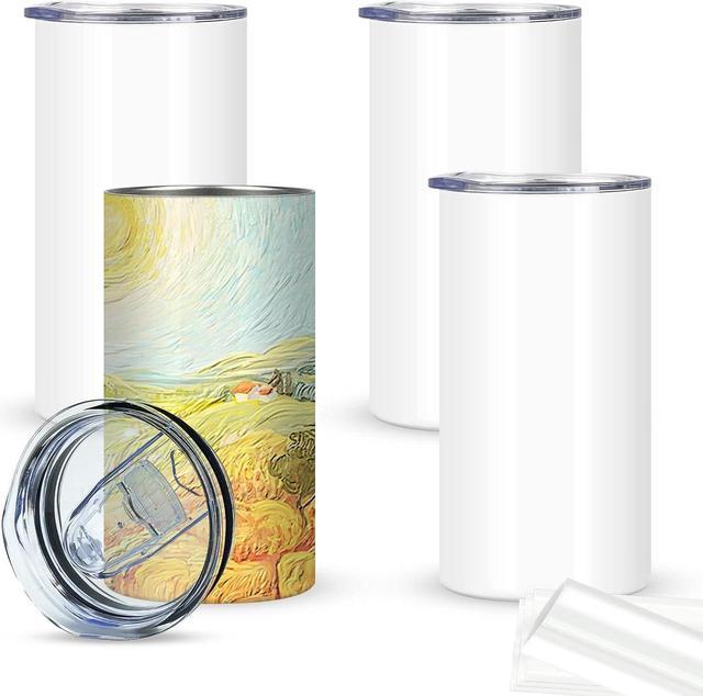 12 Oz Sublimation Tumblers Blanks with Lids and Straws 4 Pack