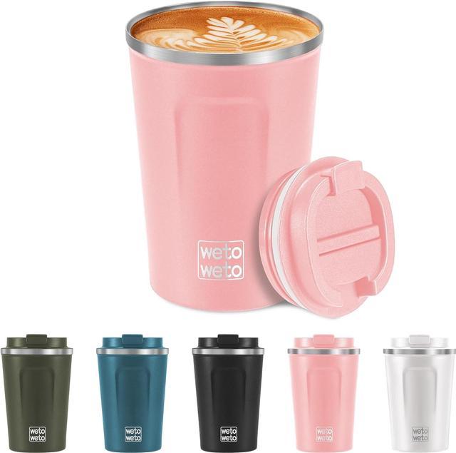 WETOWETO 12 oz Stainless Steel Insulated Tumbler, Spill Proof Coffee Travel Mug with Lid, Reusable Coffee Cups with Lids, Portable Coffee Mug Thermal