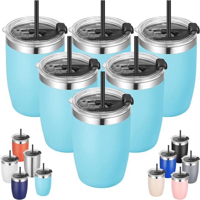 VEGOND Stainless Steel 12 oz Tumblers bulk Vacuum Insulated Double Wall  Travel Tumbler with Lid and Straw Reusable Tumbler,Sky Blue 6 pack 