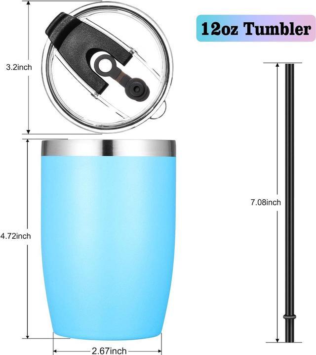 VEGOND Stainless Steel 12 oz Tumblers bulk Vacuum Insulated Double Wall  Travel Tumbler with Lid and Straw Reusable Tumbler,Sky Blue 6 pack 