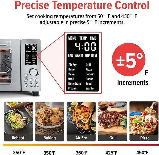 NuWave Bravo Air Fryer Toaster Oven Combo, 12-in-1 Smart Convection Ovens Countertop 30qt with Integrated Digital Temperature Probe, Tray, Basket, Fry