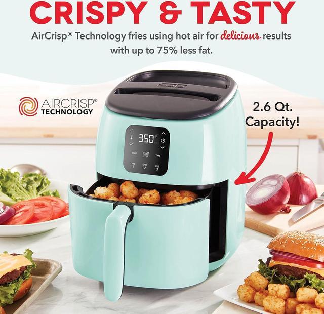 Dash Tasti-Crisp Digital Air Fryer with AirCrisp Technology, Custom Presets, Temperature Control, and Auto Shut Off Feature, 2.6 Quart - Aqua