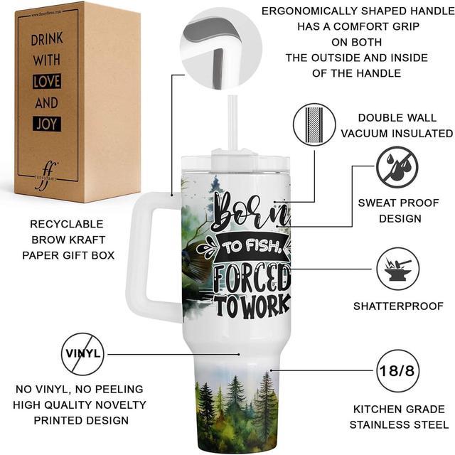 Fancyfams - Fishing Gifts for Men - Fishing Gifts - 40oz Stainless Steel  Tumbler, Birthday - Bass Fishing Gifts - Dad Gifts From Daughter, Son, Fish  Cup, Unique Fisherman Gifts, (Born To Fish) 
