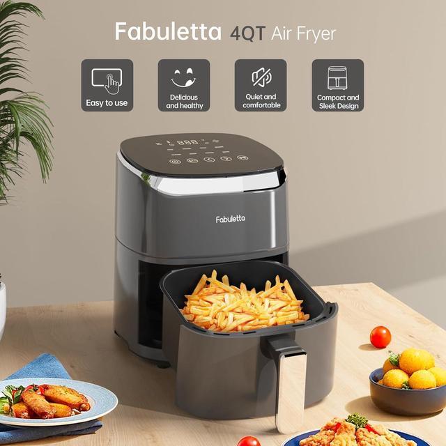 Air Fryers 4 Qt, Fabuletta 9 Cooking Functions Smart Air Fryers, Shake  Reminder, Powerful 1550W Electric Hot Air Fryer,Tempered Glass Display