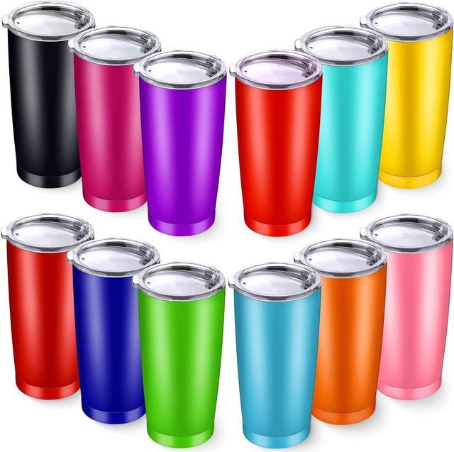 Potchen 12 Pieces 20 oz Stainless Steel Tumbler Bulk with Lids, Double Wall  Vacuum Insulated Coffee Tumbler Cup Powder Coated Travel Mug Tumblers for  Hot Cold Water Drinks, 12 Colors 
