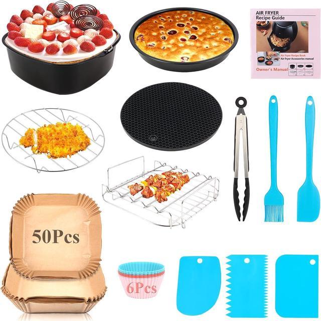 Square Air Fryer Accessories, 8 Inch XL Set of 19 Pcs Deep Fryer Accessories,  for Philips