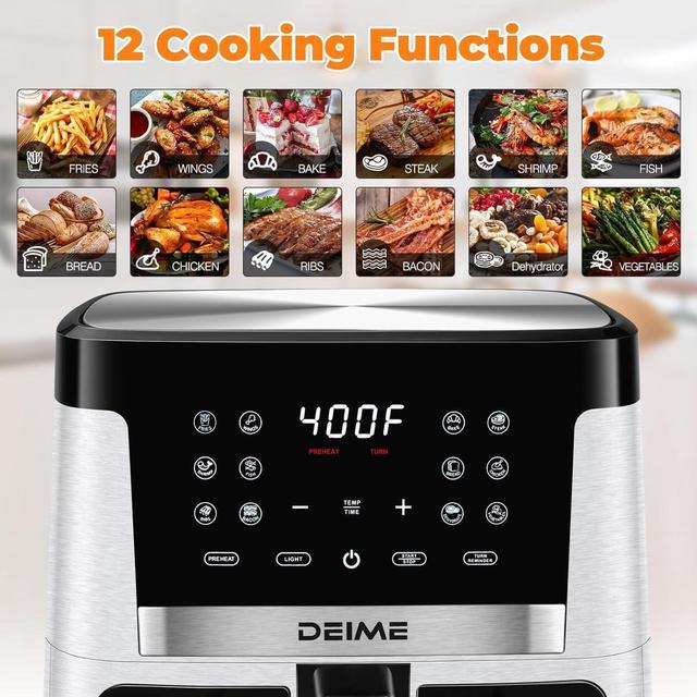 Air Fryer 12 QT 1700W Large Capacity Oilless Hot Air Fryers Oven Healthy  Cooker with 10 Presets, Visible Cooking Window, LCD Touch Screen, 6