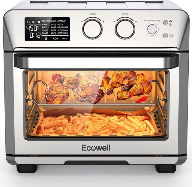 ECOWELL Air Fryer Toaster Oven Combo, 15-in-1 Airfryer Toaster Ovens  Countertop, 26.4 QT Stainless Steel Air Fryers Convection Oven, for 360°  Even & Healthy Cooking, Model: ECOKX01, Silver 