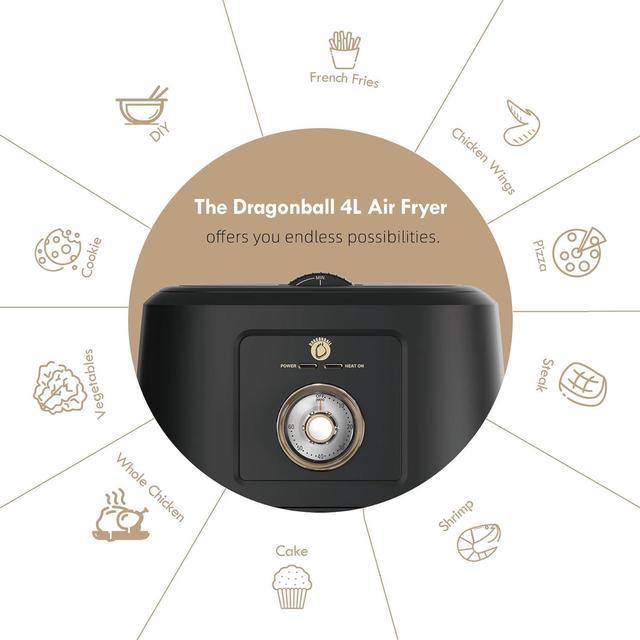 Dragonball Large Air Fryer, Non Toxic Air Fryer With Temperature Control,  Air Fryer 4 QT With 60 Minute Timer, Healthy Cooking, Dishwasher-Safe 