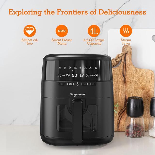 Dragonball Large Air Fryer, Non Toxic Air Fryer With Temperature Control,  Air Fryer 4 QT With 60 Minute Timer, Healthy Cooking, Dishwasher-Safe 