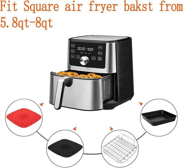 8 inch Square Air Fryer Accessories for Instant Vortex Air  Fryer,COSORI,Philips AirFryers,Set of 4,Multi-purpose Double Layer Rack  with