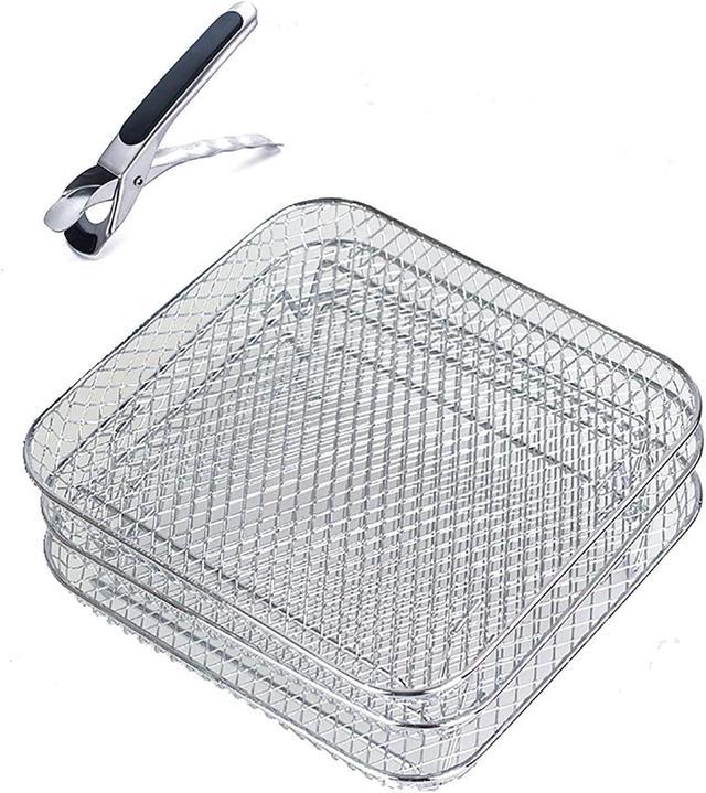 3-Layer Air Fryer Stackable Rack, 304 Stainless Steel Basket Tray