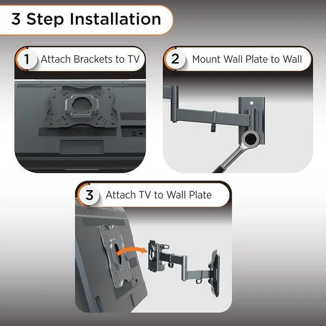 Alt view image 6 of 7 - Promounts Full Motion TV Mount, Tilt & 180° Swivel Articulating TV Wall Mount for Most 17-42 Inch Flat Curved Screen LED LCD OLED TVs, Long Arm Bracket Extend to 14.2", Max VESA 200x200