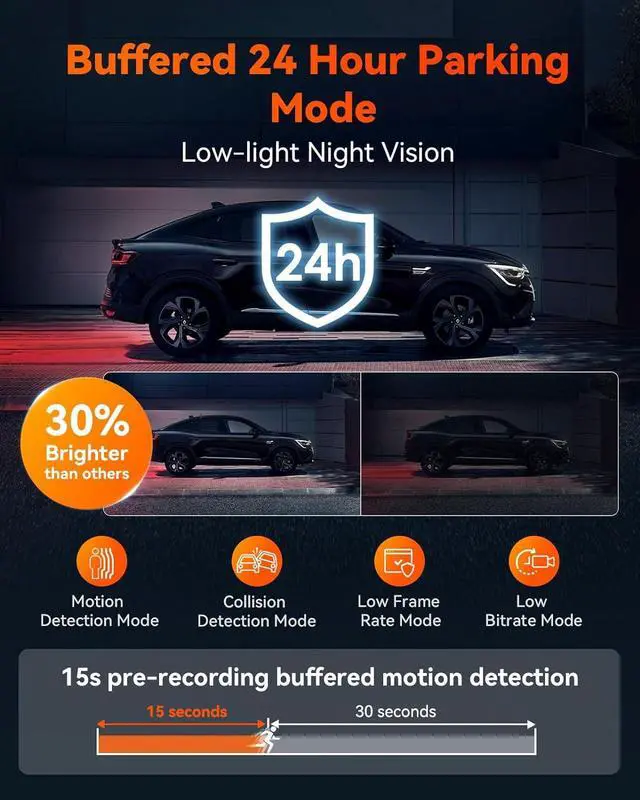 Alt view image 6 of 7 - S1 Pro 2.7K Front and Rear 5G WiFi Dual Dash Cam, STARVIS 2 HDR Night Vision, LTE Support, 1440P 60FPS Hidden Dash Camera for Cars, GPS, Voice Control, 24/7 Parking Mode, Support 512GB Max