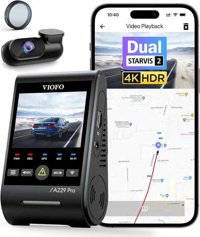 Main image of A229 Pro 4K HDR Dash Cam, Dual STARVIS 2 IMX678 IMX675, 4K+2K Front and Rear Car Camera, 2 Channel with HDR, Voice Control, 5GHz WiFi GPS, Night Vision 2.0, 24H Parking Mode, Support 512GB Max