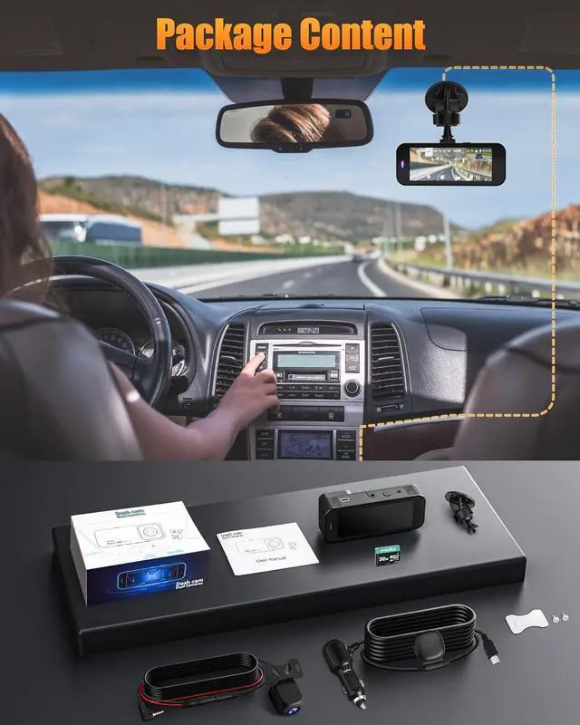 Alt view image 7 of 7 - Dash Camera for Cars, 8K Full UHD Dash Cam Front and Rear Inside with App,Car Camera with Free 32GB SD Card,Built-in Wi-Fi GPS,3.16IPS Screen,170°Wide Angle,WDR,24H Parking Mode,Night Vision