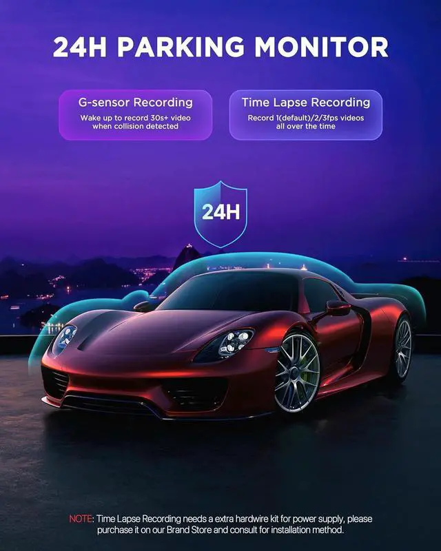 Alt view image 6 of 7 - Dash Cam, 4K Dash Camera for Cars with Night Vision, Dash Camera Built-in WiFi/GPS, 3.5" IPS Car Dash Cam with 170° Wide Angle, WDR, G-Sensor, Parking Mode, Support 512GB Max