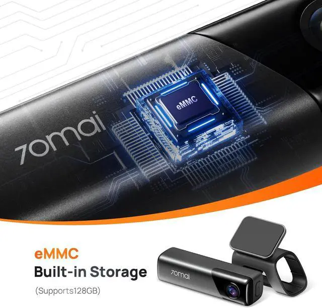 Alt view image 4 of 7 - 70mai Dash Cam M500, 2.7K Dash Cam Front, Dash Camera for Cars Built in eMMC 128GB, GPS, ADAS, Dashcam with HDR Night Vision,170° FOV, Parking Monitor, G-Sensor, Time-Lapse, App&WiFi, Voice Control
