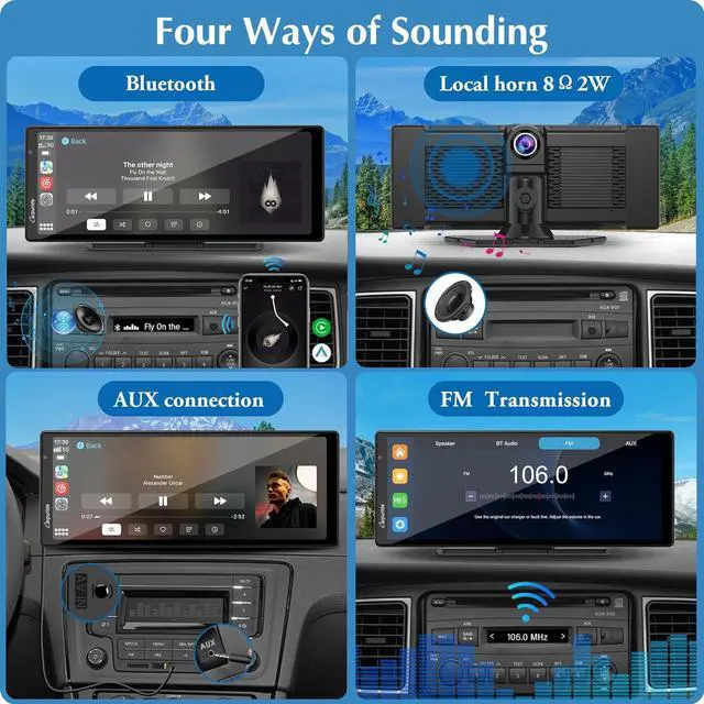 Alt view image 7 of 7 - 2025 Carpuride W903 Wireless Carplay & Android Auto with Dash Cam - 9.3" HD IPS Touch Car Play Screen for Car, 4K Front & 1080P Rear Camera, Loop Recording, Bluetooth Audio, Mirror Link, GPS, Siri