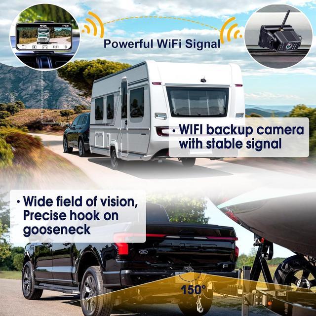 Alt view image 3 of 7 - Wireless Backup Camera Magnetic WiFi - Ease of Use Hitch Trailer Truck HD 1080P Clear Night Vision No Lag Rechargeable Rear View Camera for Small RV Camper Steady Connection to Phone - DoHonest V7