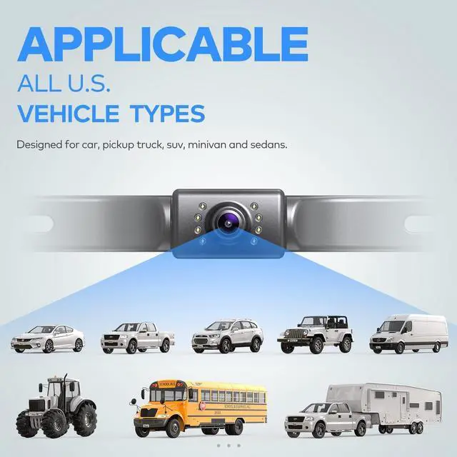 Alt view image 3 of 6 - eRapta Backup Camera Rear View License Plate, 45° Adjustment Bracket with 149° Perfect Angle, Night Vision, IP69K Lever Waterproof for Pickup Truck Car SUV Sedan Truck T101-2