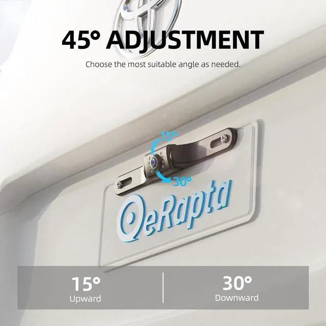 Alt view image 4 of 6 - eRapta Backup Camera Rear View License Plate, 45° Adjustment Bracket with 149° Perfect Angle, Night Vision, IP69K Lever Waterproof for Pickup Truck Car SUV Sedan Truck T101-2