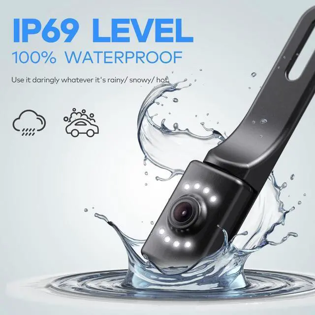 Alt view image 6 of 6 - eRapta Backup Camera Rear View License Plate, 45° Adjustment Bracket with 149° Perfect Angle, Night Vision, IP69K Lever Waterproof for Pickup Truck Car SUV Sedan Truck T101-2