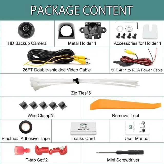 Alt view image 3 of 4 - HD Backup/Front/Side View Camera, GreenYi AHD 720P Reverse Rear Cam for Car, SUV, RV, Trailer, Camper, Van, Pickup, Metal Shell, Adjustable Fisheye Lens, 170 Degrees Viewing Angle(Black)