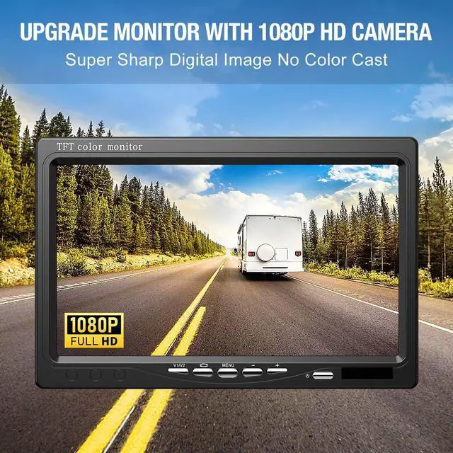 Alt view image 3 of 7 - Upgrade Dual Backup Camera Monitor Kit 7" HD 1080P Monitor IP69 Waterproof Rearview Reversing Rear View Camera for Truck Trailer Semi-Trailer Box Truck RV Pickup Truck Easy Installation (TZ102)