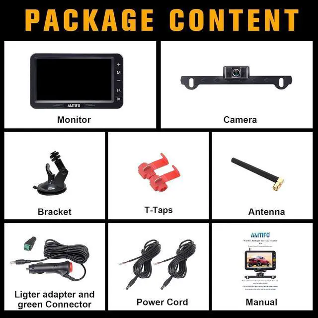 Alt view image 7 of 7 - AMTIFO Wireless Backup Camera Touch Key - 5 Inch Split Screen Monitor Truck Rear View Camera Waterproof Clear Night Vision Car Rever Camera System DIY Guide Lines A6