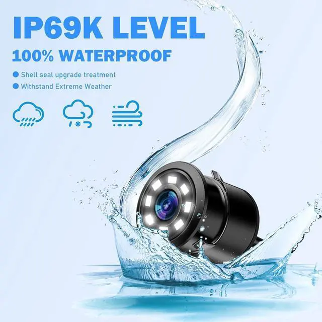 Alt view image 5 of 7 - Backup Camera for Car, HD 8 LED Lights Infrared Night Vision, IP69K Waterproof Back Up Camera 140 Wide View Angle Rear View Camera Universal for Truck SUV RV Van Travel Trailer